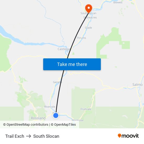 Trail Exch to South Slocan map