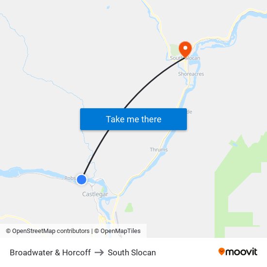 Broadwater & Horcoff to South Slocan map