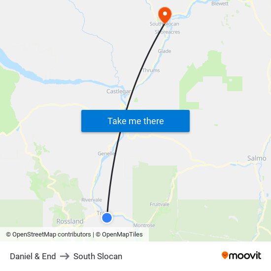 Daniel & End to South Slocan map