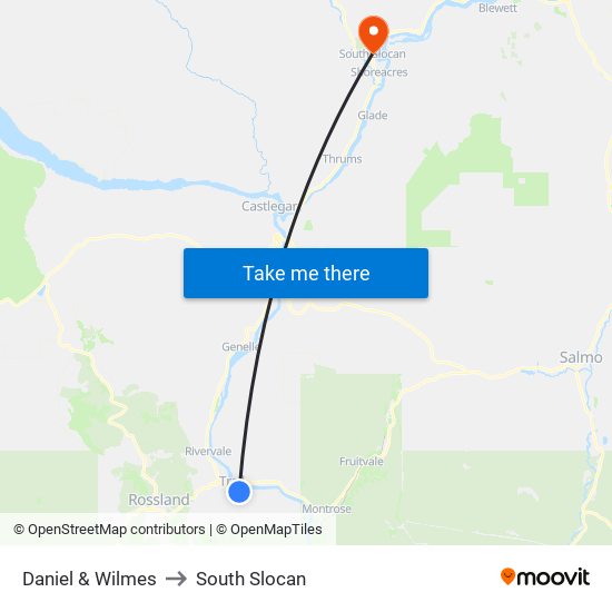 Daniel & Wilmes to South Slocan map