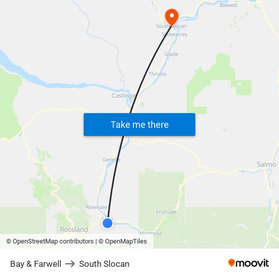 Bay & Farwell to South Slocan map