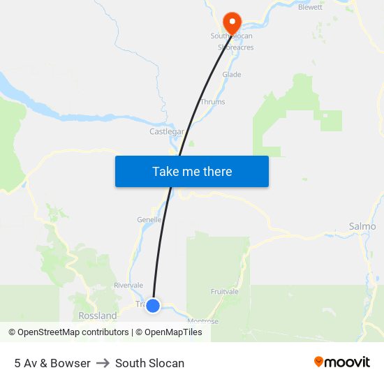 5 Av & Bowser to South Slocan map