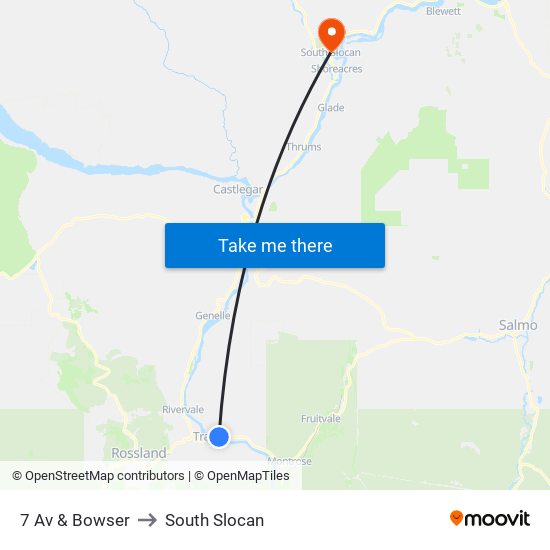 7 Av & Bowser to South Slocan map