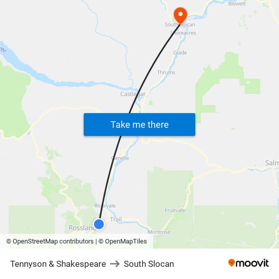 Tennyson & Shakespeare to South Slocan map