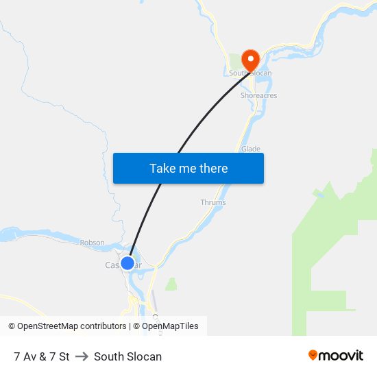 7 Av & 7 St to South Slocan map