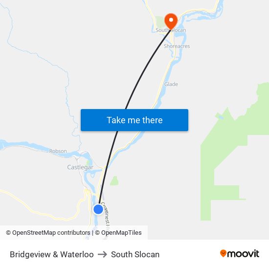 Bridgeview & Waterloo to South Slocan map