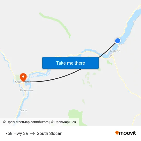 758 Hwy 3a to South Slocan map