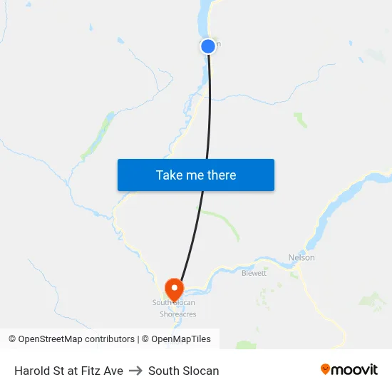 Harold St at Fitz Ave to South Slocan map