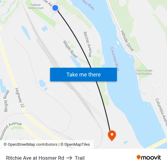 Ritchie Ave at Hosmer Rd to Trail map