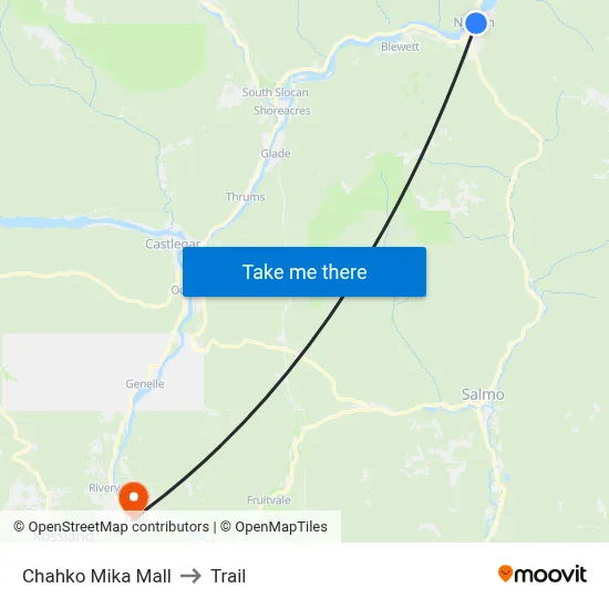 Chahko Mika Mall to Trail map