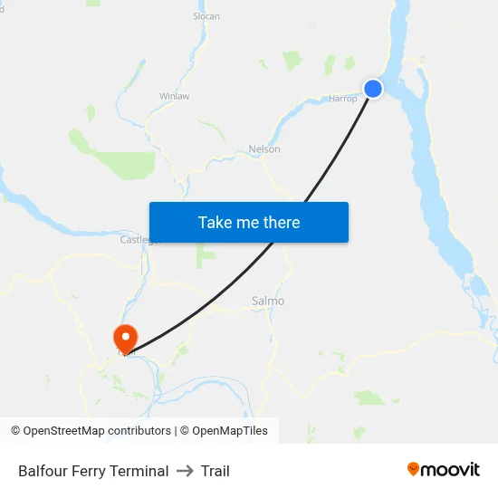 Balfour Ferry Terminal to Trail map