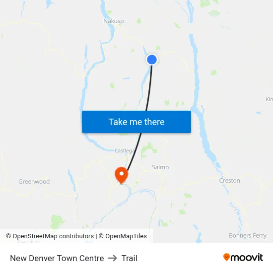 New Denver Town Centre to Trail map