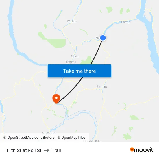 11th St at Fell St to Trail map