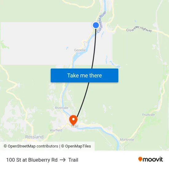 100 St at Blueberry Rd to Trail map