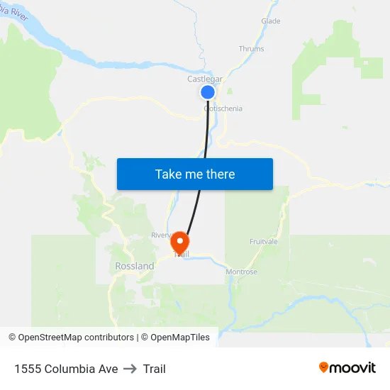 1555 Columbia Ave to Trail map