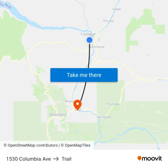 1530 Columbia Ave to Trail map