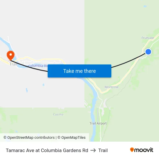 Tamarac Ave at Columbia Gardens Rd to Trail map