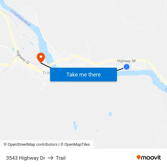 3543 Highway Dr to Trail map