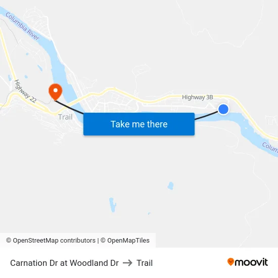 Carnation Dr at Woodland Dr to Trail map