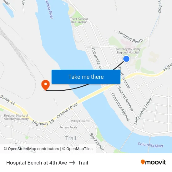 Hospital Bench at 4th Ave to Trail map