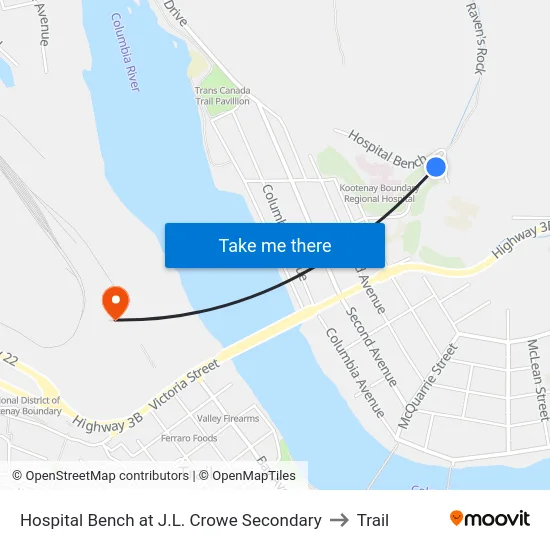 Hospital Bench at J.L. Crowe Secondary to Trail map