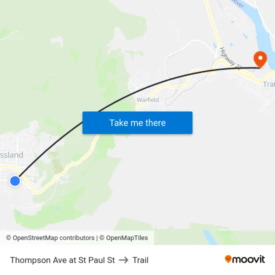 Thompson Ave at St Paul St to Trail map
