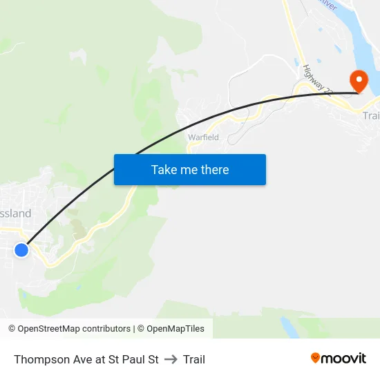 Thompson Ave at St Paul St to Trail map