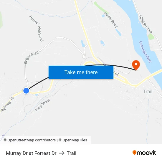 Murray Dr at Forrest Dr to Trail map