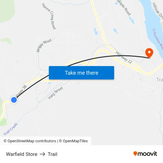 Warfield Store to Trail map
