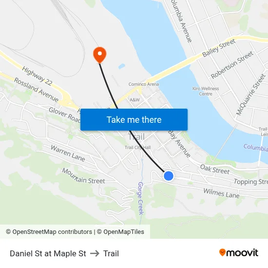 Daniel St at Maple St to Trail map