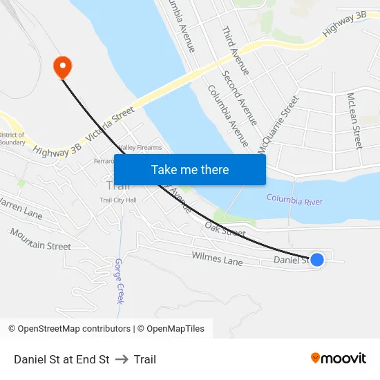 Daniel St at End St to Trail map