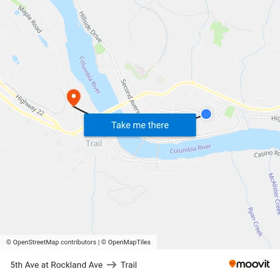 5th Ave at Rockland Ave to Trail map
