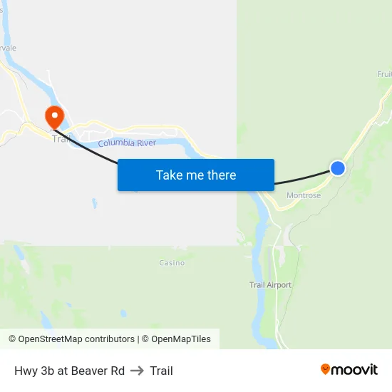 Hwy 3b at Beaver Rd to Trail map