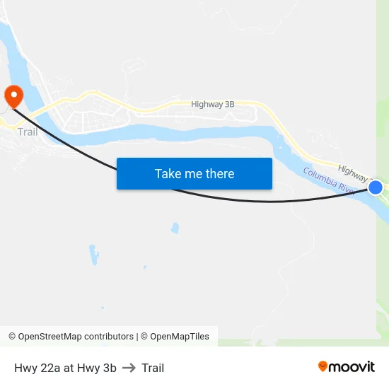 Hwy 22a at Hwy 3b to Trail map