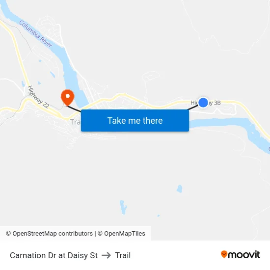 Carnation Dr at Daisy St to Trail map
