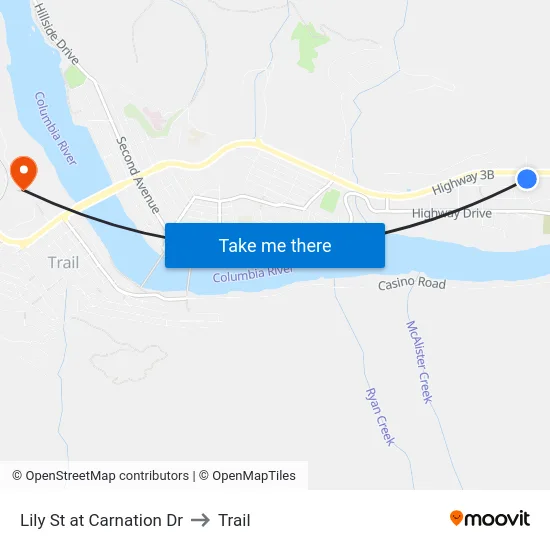 Lily St at Carnation Dr to Trail map