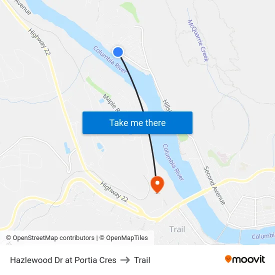 Hazlewood Dr at Portia Cres to Trail map