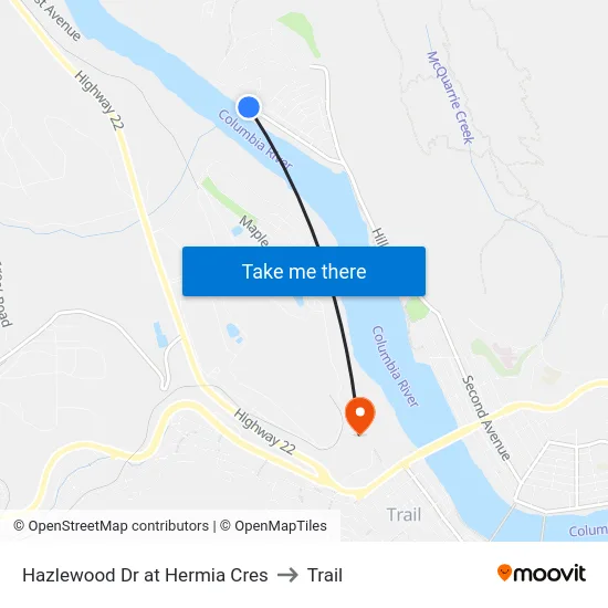 Hazlewood Dr at Hermia Cres to Trail map