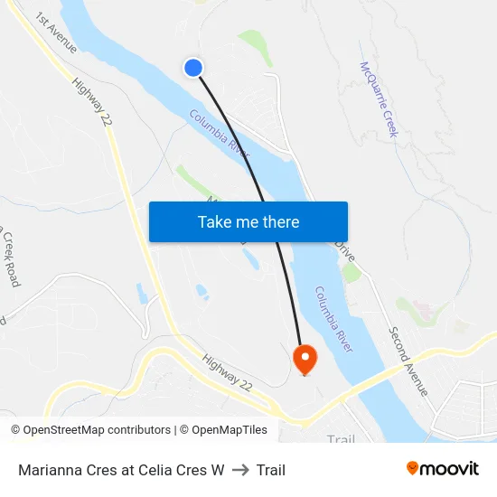 Marianna Cres at Celia Cres W to Trail map