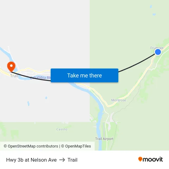 Hwy 3b at Nelson Ave to Trail map