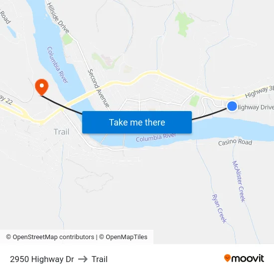 2950 Highway Dr to Trail map