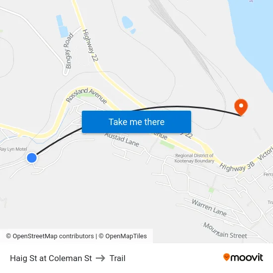Haig St at Coleman St to Trail map