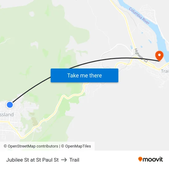 Jubilee St at St Paul St to Trail map