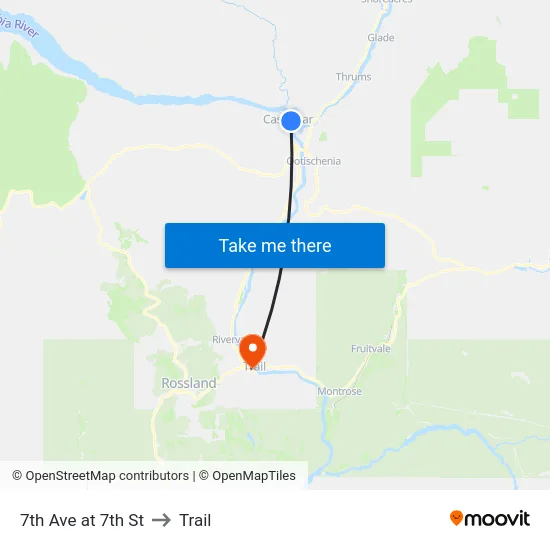 7th Ave at 7th St to Trail map
