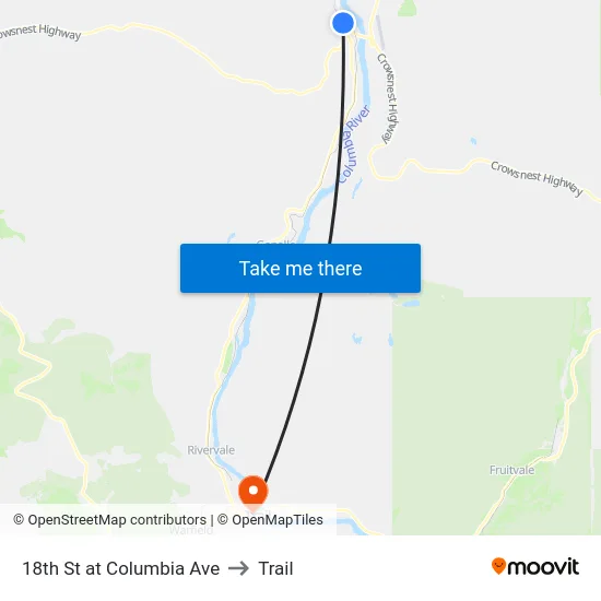 18th St at Columbia Ave to Trail map