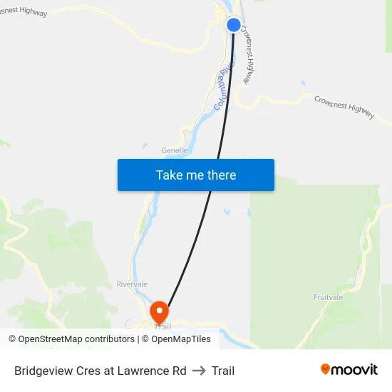 Bridgeview Cres at Lawrence Rd to Trail map