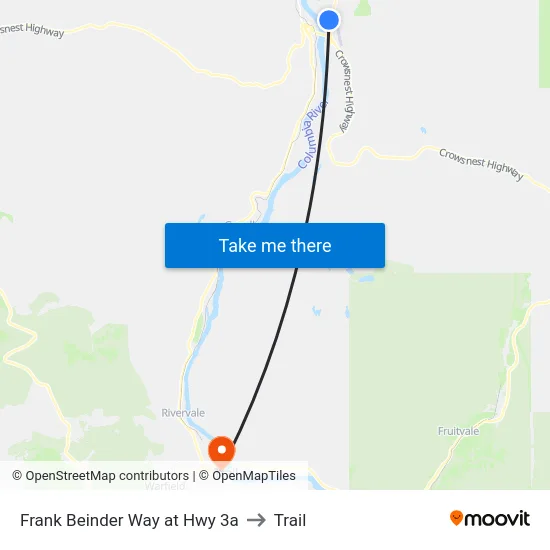 Frank Beinder Way at Hwy 3a to Trail map
