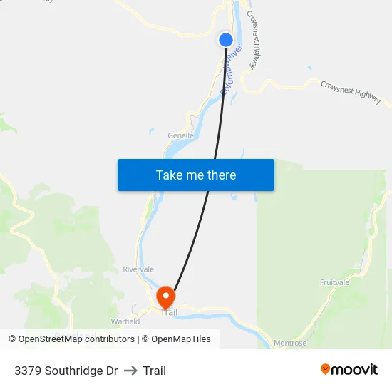 3379 Southridge Dr to Trail map