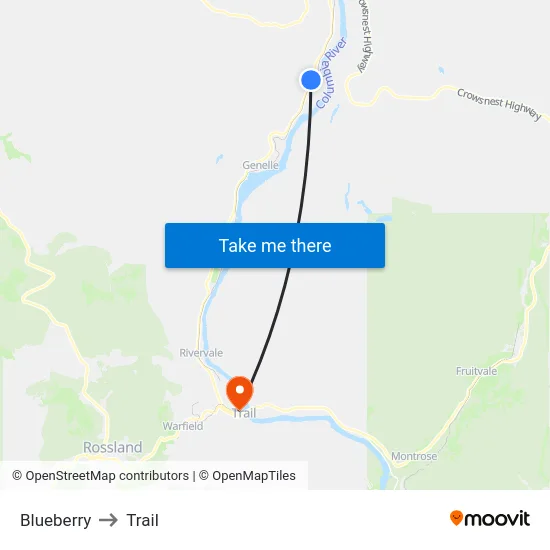 Blueberry to Trail map