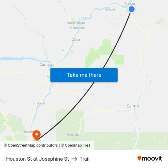 Houston St at Josephine St to Trail map
